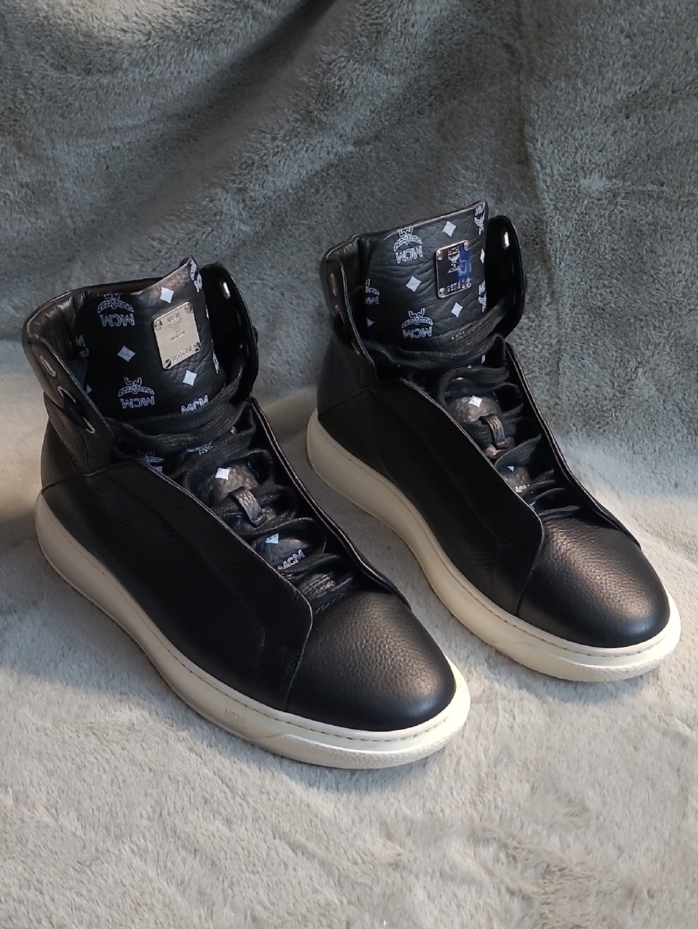 MCM Black Leather Sneakers Made In Italy Mens 12 / 45